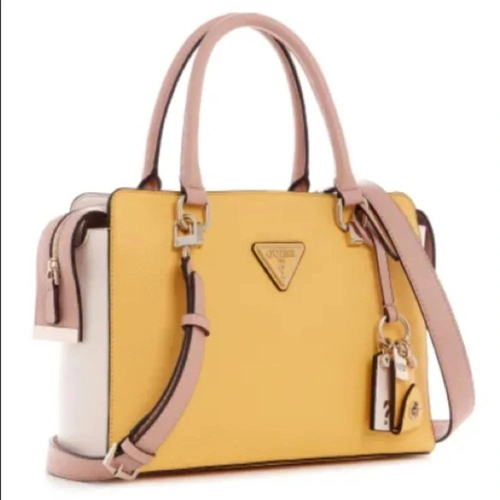 NEW GUESS Multi Yellow Satchel Handbag